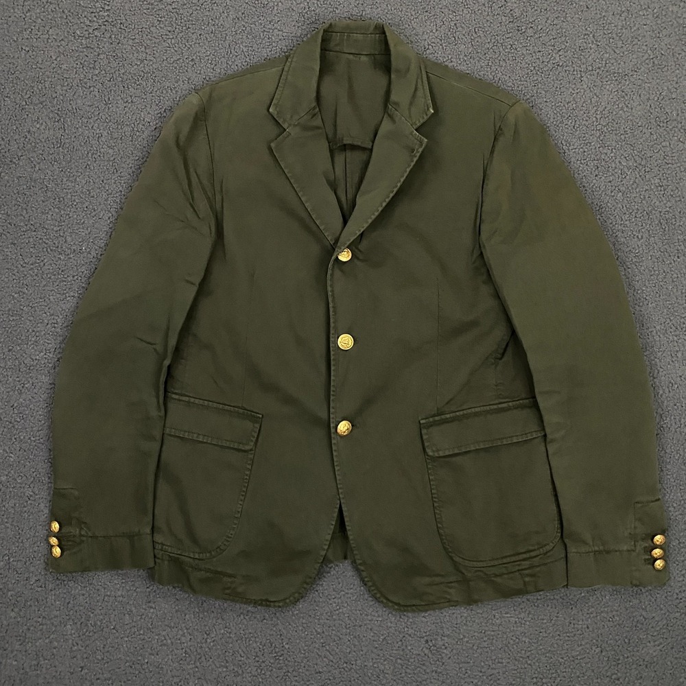 Band of Outsiders 3 Gold Button Blazer sz 2 (S/M) Green Twill Jacket Sport Coat